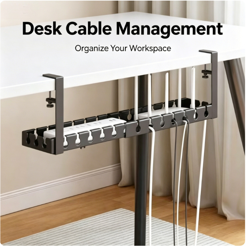 Tech Accessories For Office Desk - رف تخزين تلسكوبي تحت الطاولة، منظم